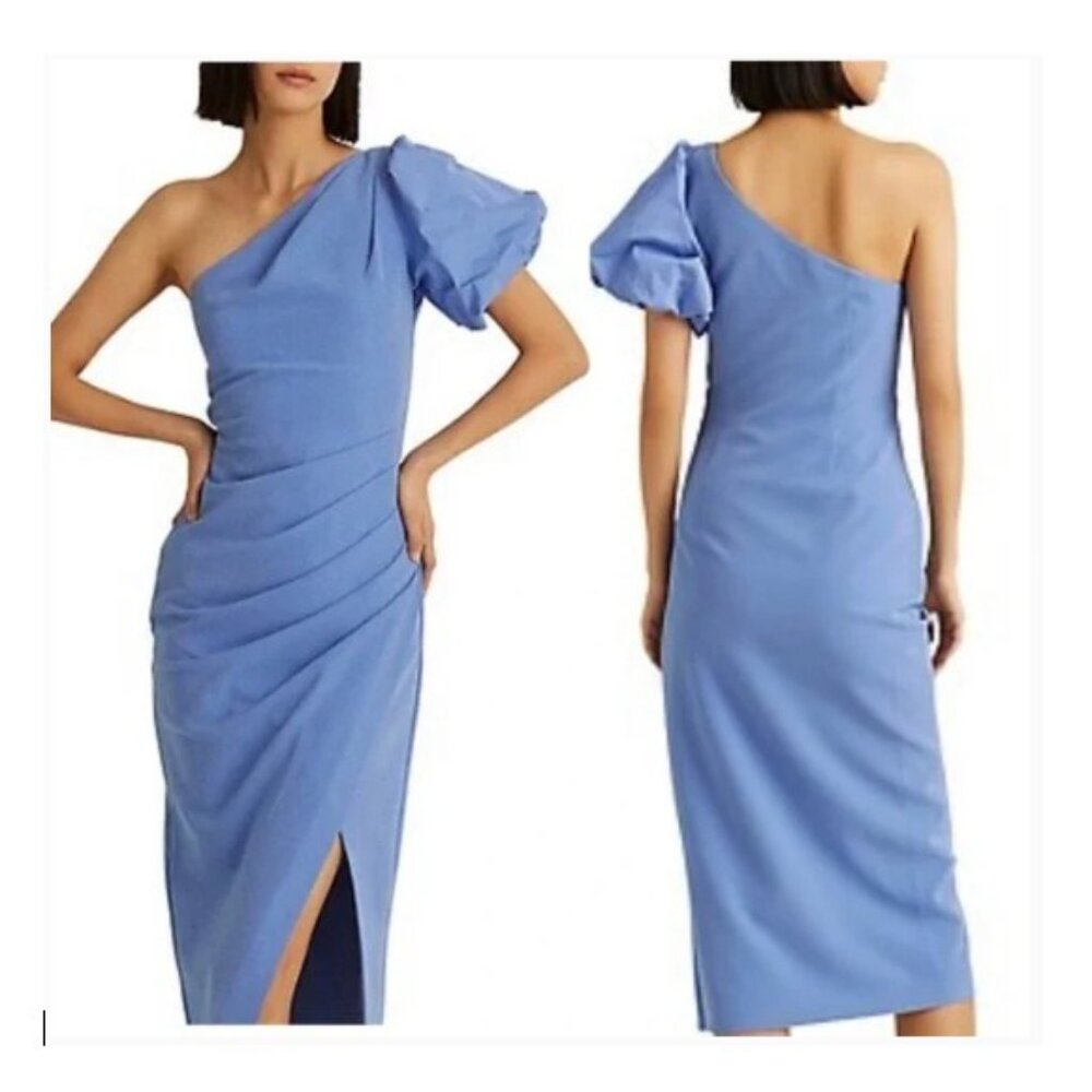 🌷Ralph Lauren Stunning One Shoulder Thigh High Slit Sheath